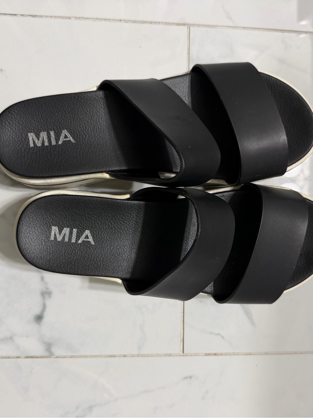 MIA Black Double-Band Platform Sandals